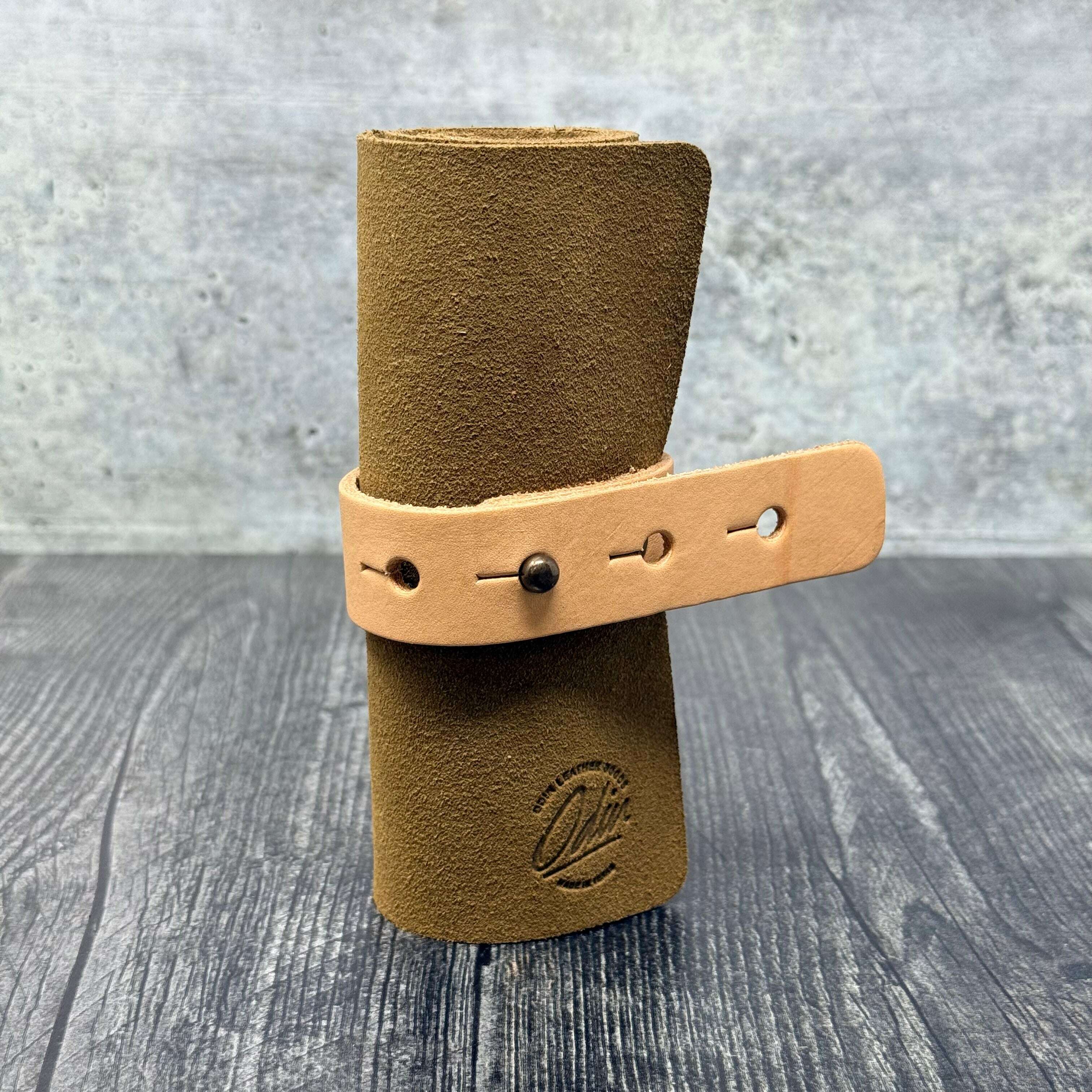 Charging Cable Tool Roll / Muleskinner Rough-Out: Lifestyle. Odin Leather Goods available at Odin Leather Goods