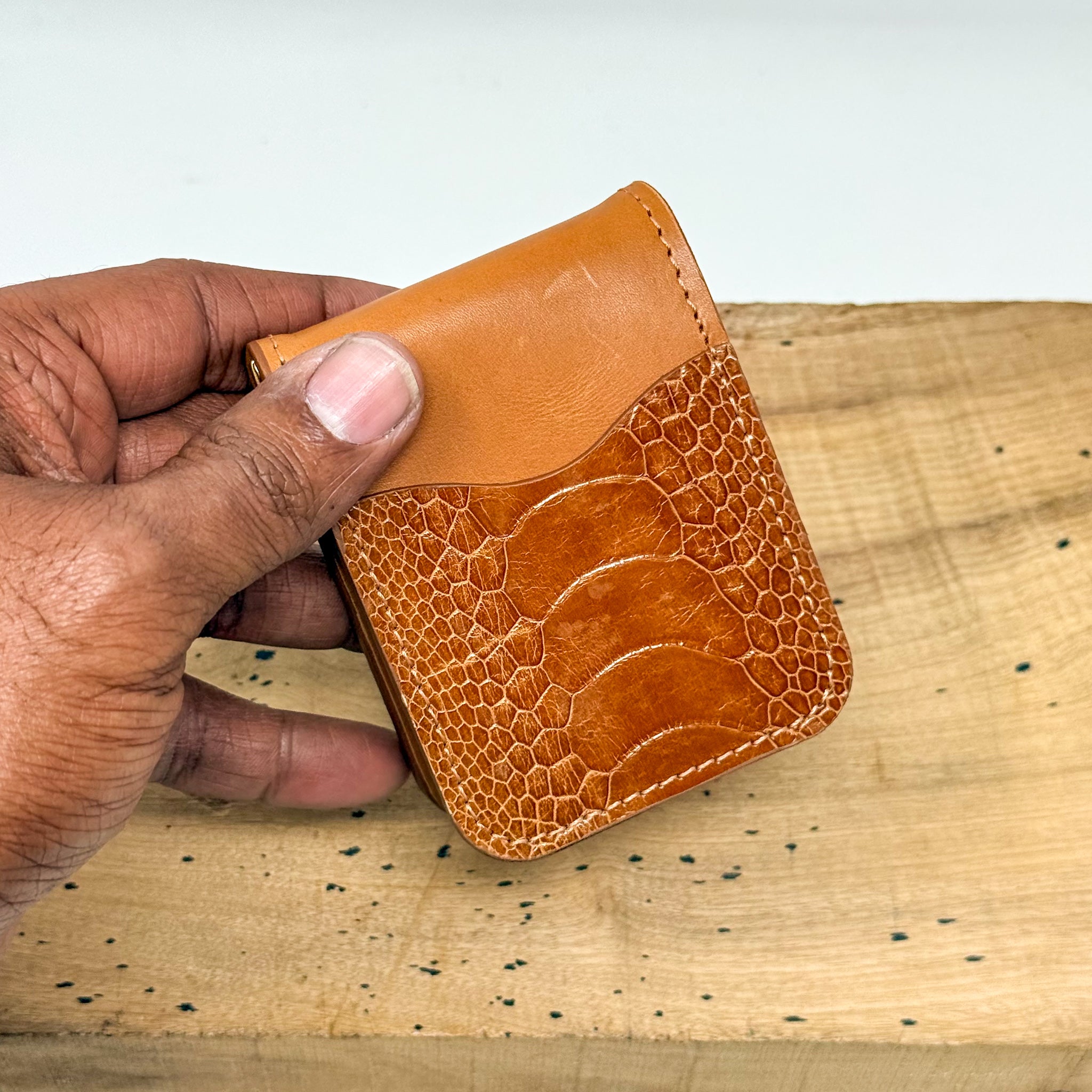 Ostrich Leg Rancher’s Wallet w/ Money Clip - Tan