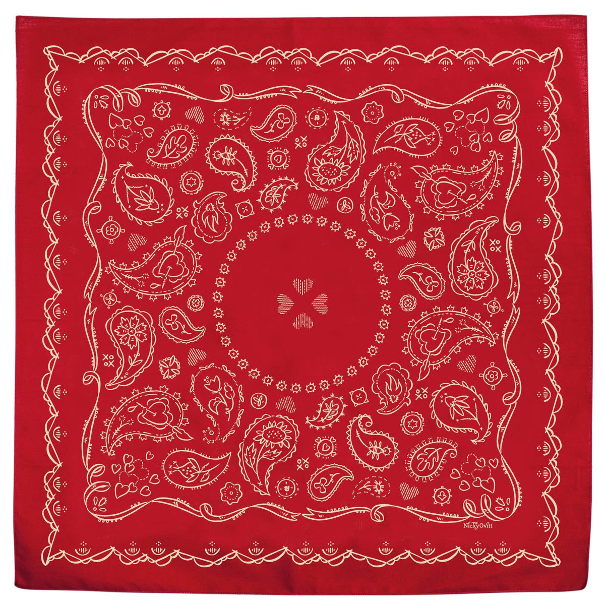 Dixon Red Paisley Western Bandana (22-Inch / Cotton)