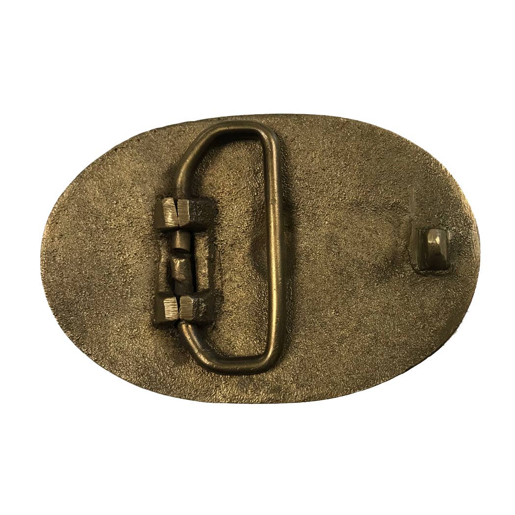 Texas Star Solid Brass Belt Buckle for Pants, Jeans, 3-1/2"