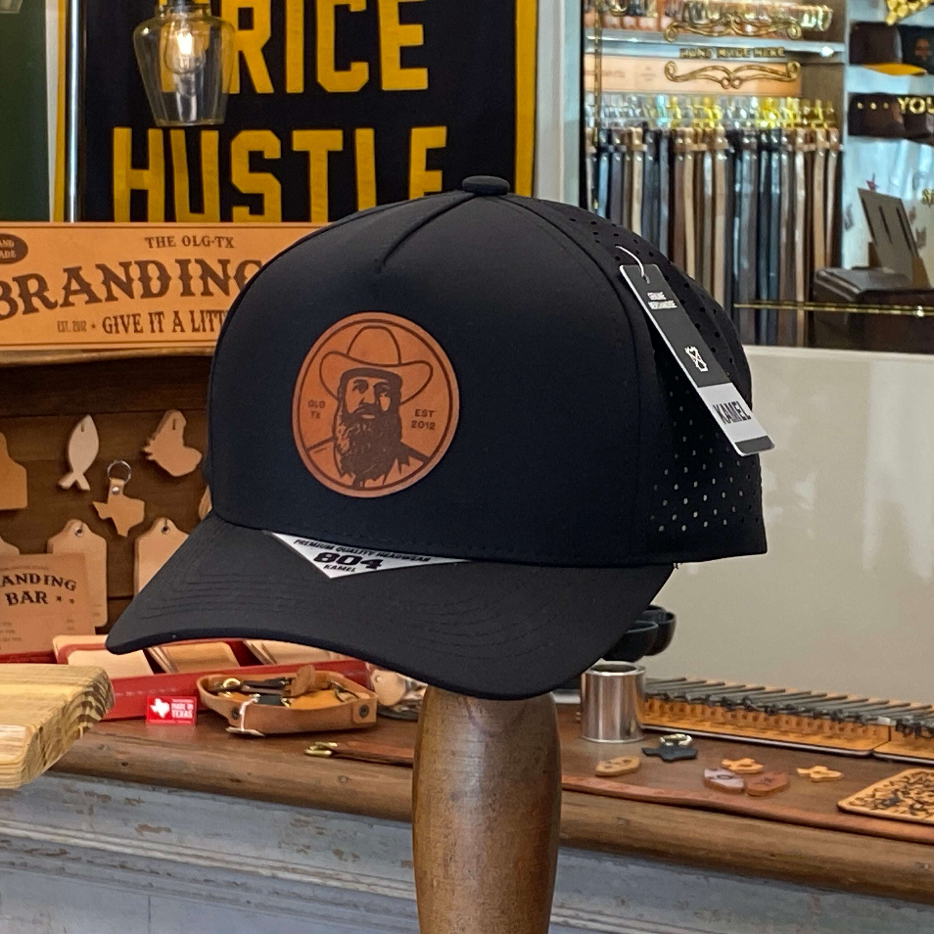 OLG Big Odin Hat / Black 804 Hydro Mesh: Hats. Odin Leather Goods available at Odin Leather Goods