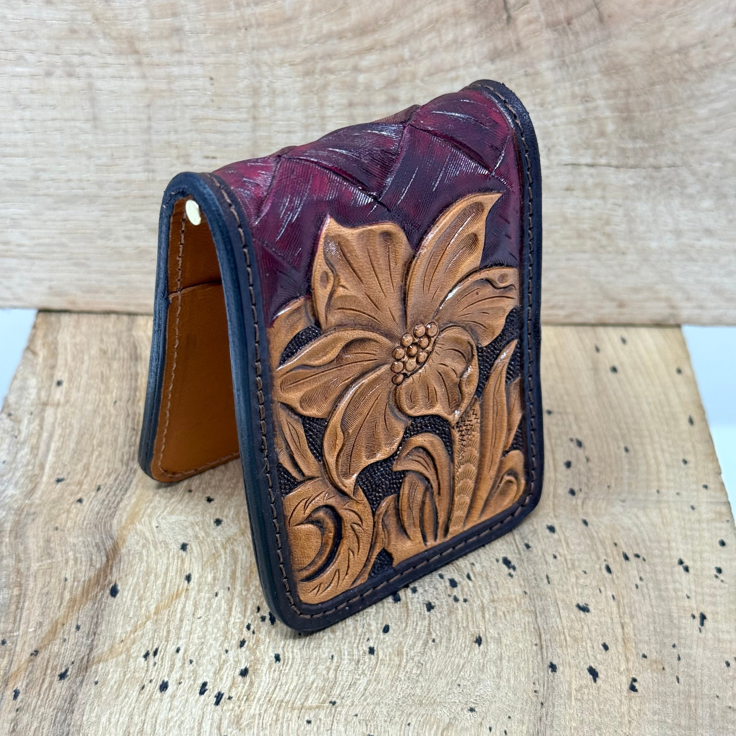 Rancher’s Wallet – Range Flower / Burgundy / 0102