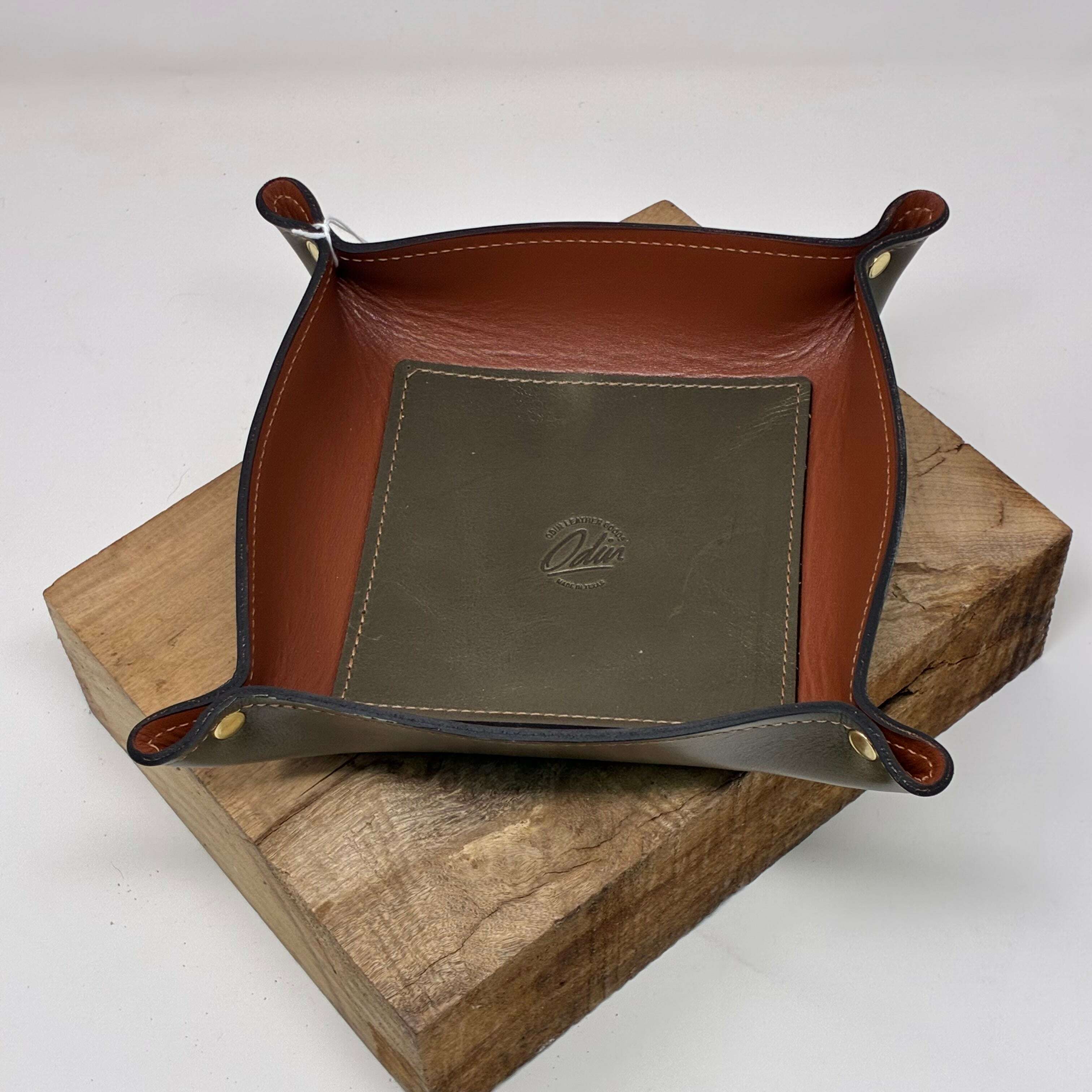 Deluxe Leather Valet Tray – Small: Lifestyle by Odin Leather Goods