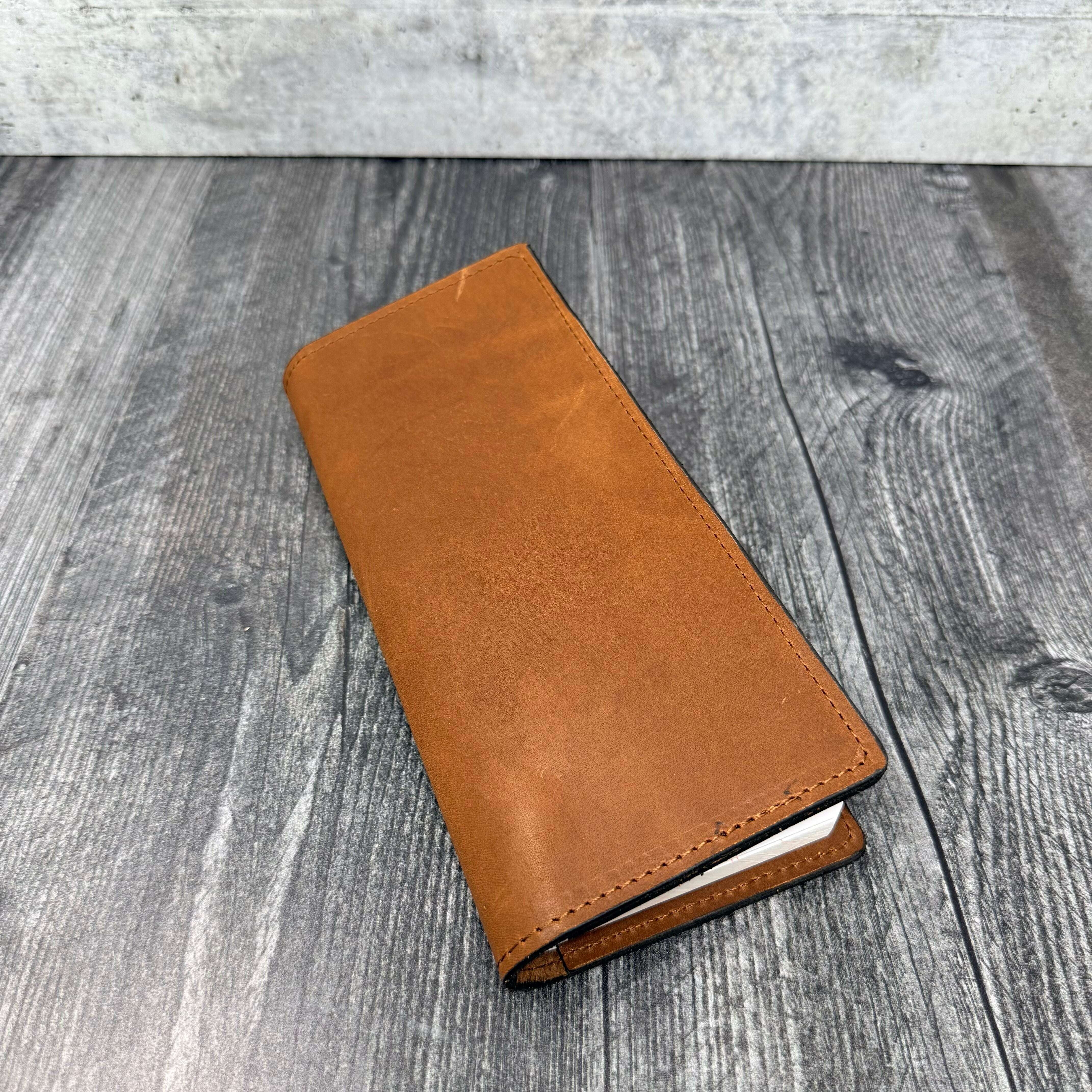 Rancher’s Tally Book Cover / Salero Brown (SB Foot / CT): Writing. Odin Leather Goods available at Odin Leather Goods