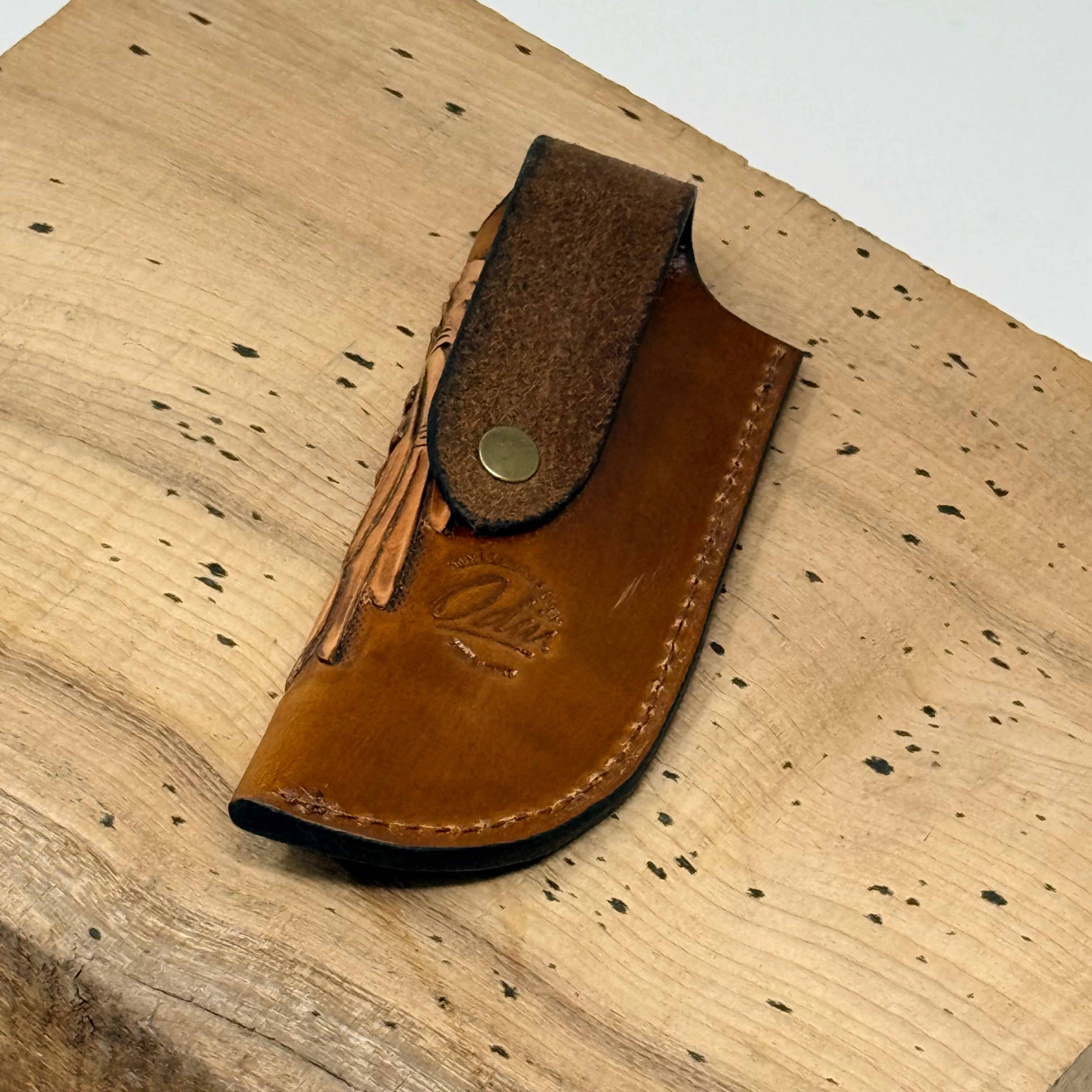 Tooled Buck Knife Sheath – Western Floral Natural / 002