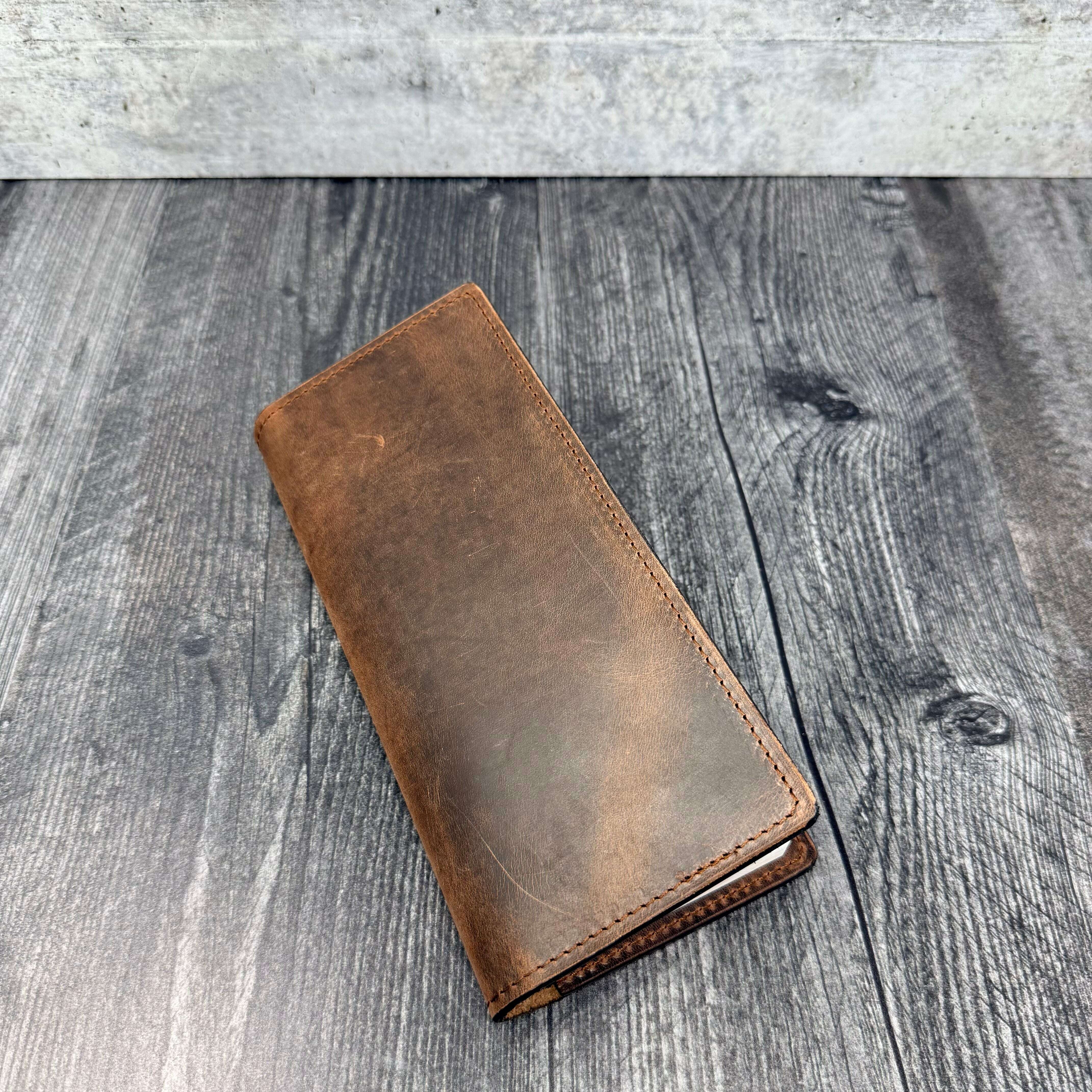 Rancher’s Tally Book Cover / Newport Crazy Brown (Sepici / VT): Writing. Odin Leather Goods available at Odin Leather Goods