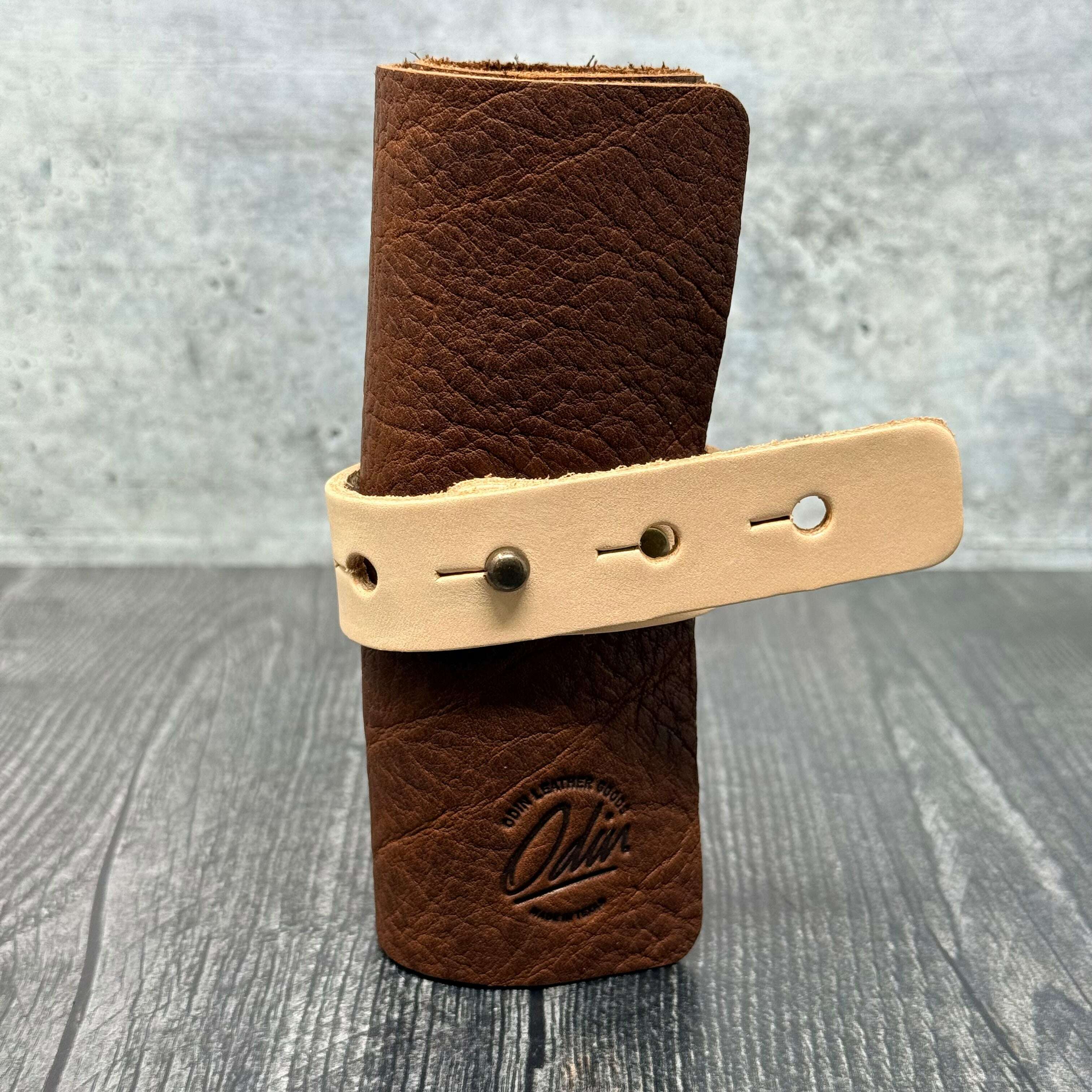 Charging Cable Tool Roll / King Ranch Cognac: Lifestyle. Odin Leather Goods available at Odin Leather Goods