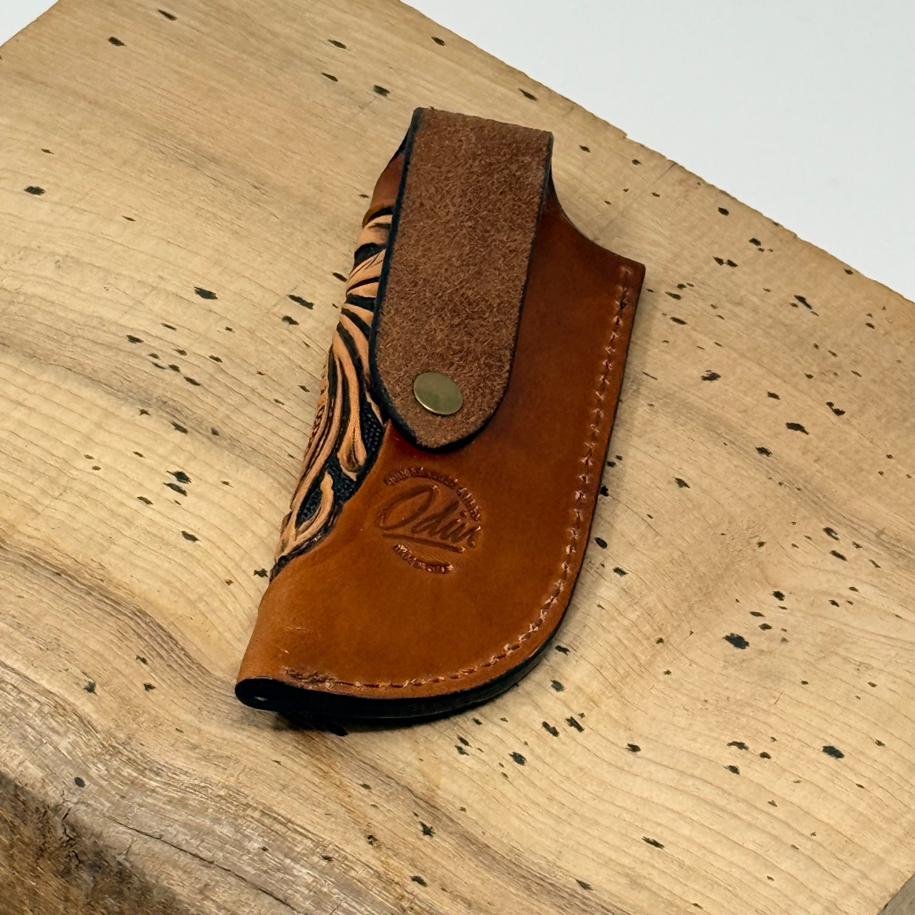 Tooled Buck Knife Sheath – Western Floral / 004