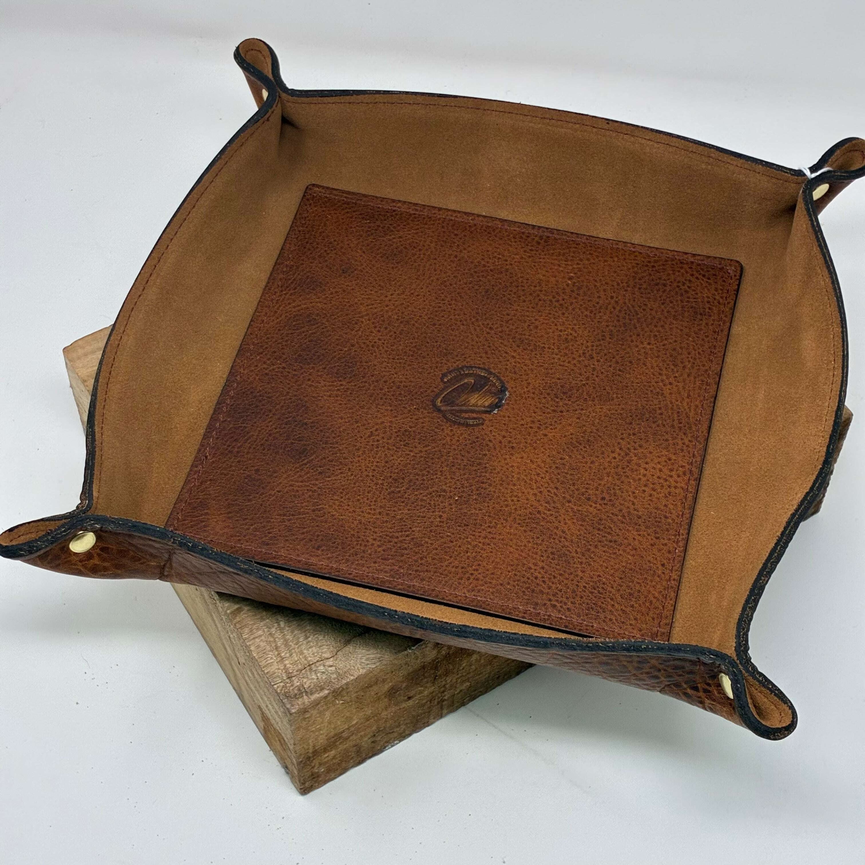 Deluxe Leather Valet Tray – Large / King Ranch Tan: Lifestyle. Odin Leather Goods available at Odin Leather Goods