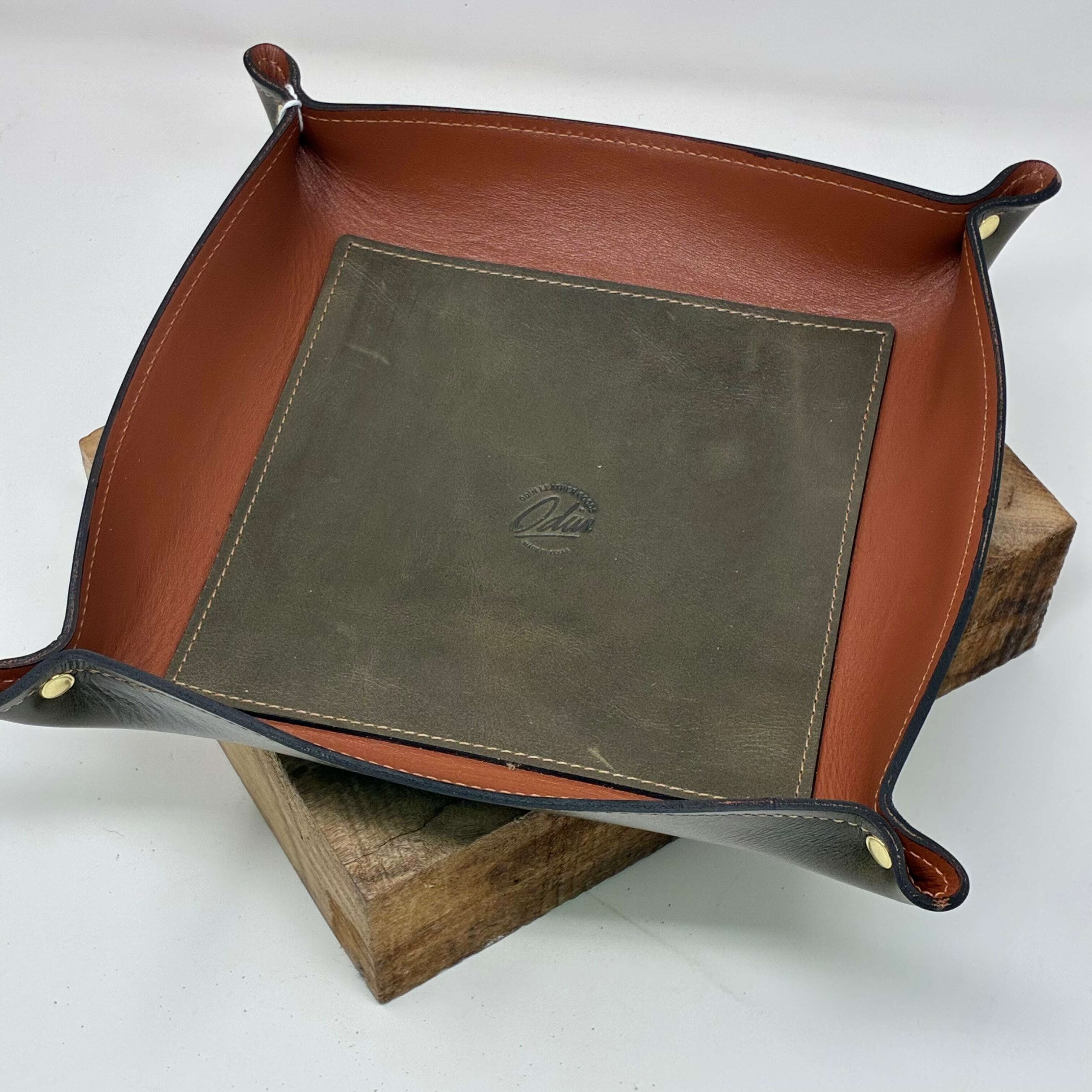 Deluxe Leather Valet Tray – Large: Lifestyle by Odin Leather Goods