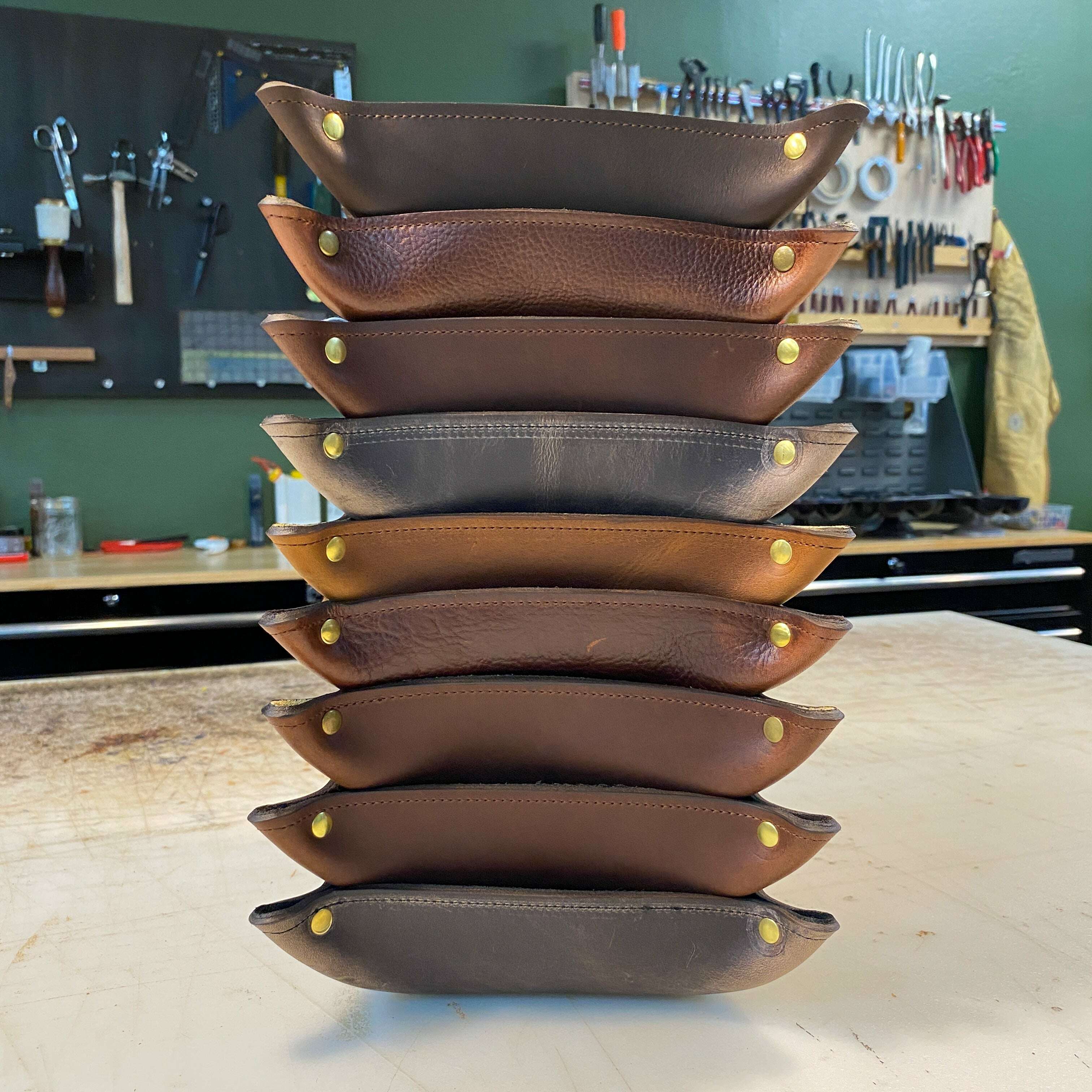 Deluxe Leather Valet Tray – Large: Lifestyle by Odin Leather Goods