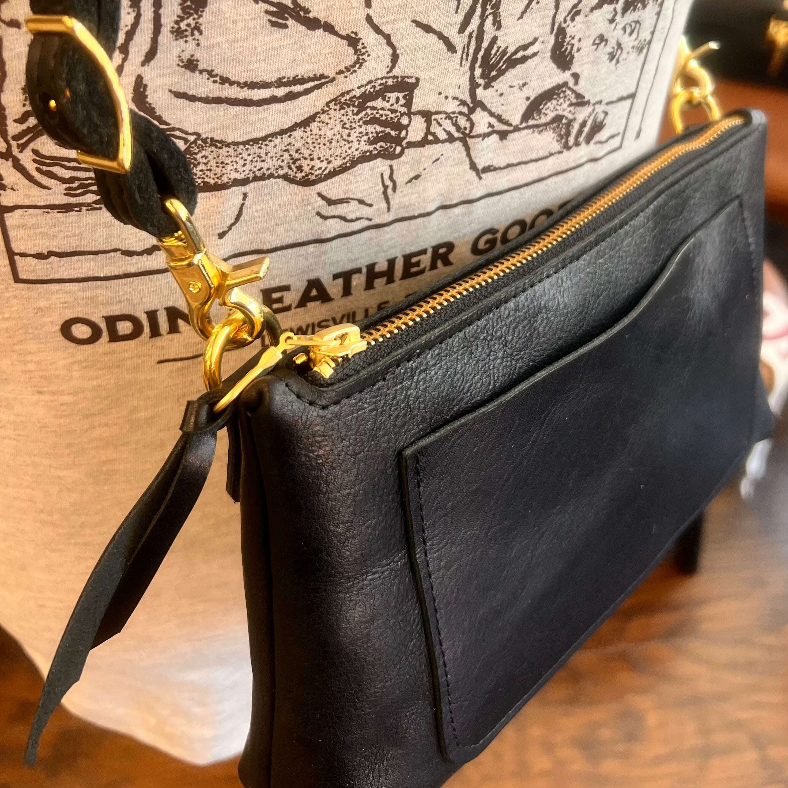 Deb Cross-Body Purse / King Ranch Black: Bag. Odin Leather Goods available at Odin Leather Goods