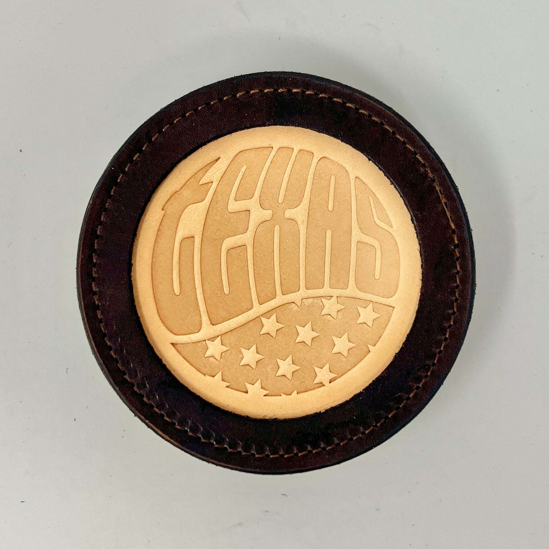 Leather Coasters – Deluxe / Texas: Homegoods. Odin Leather Goods available at Odin Leather Goods