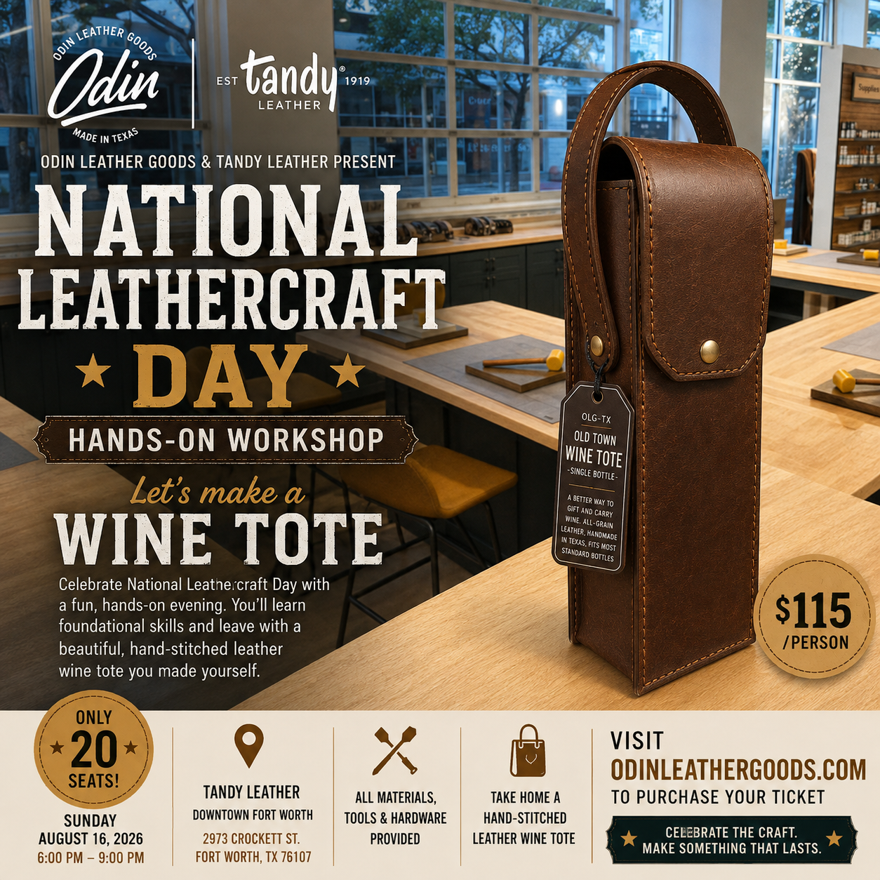 National Leathercraft Day Workshop - Let's Make a Wine Tote
