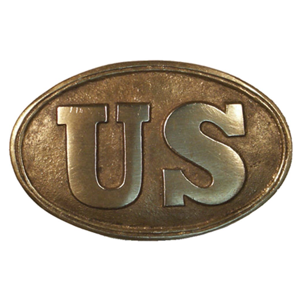 US Solid Brass Oval Belt Buckle, 3-1/4"