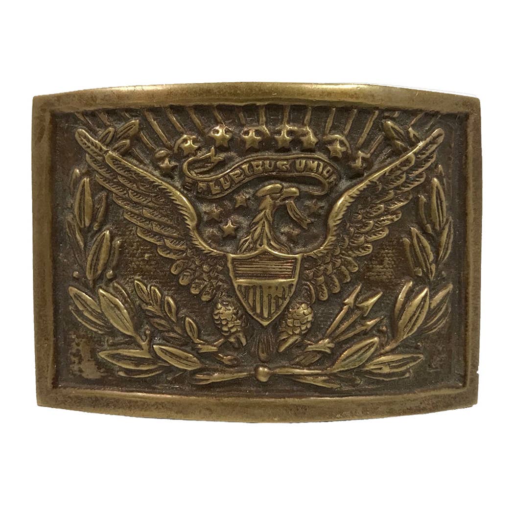 U.S. Eagle Officer's Vintage Solid Brass Belt Buckle, 2-3/4"