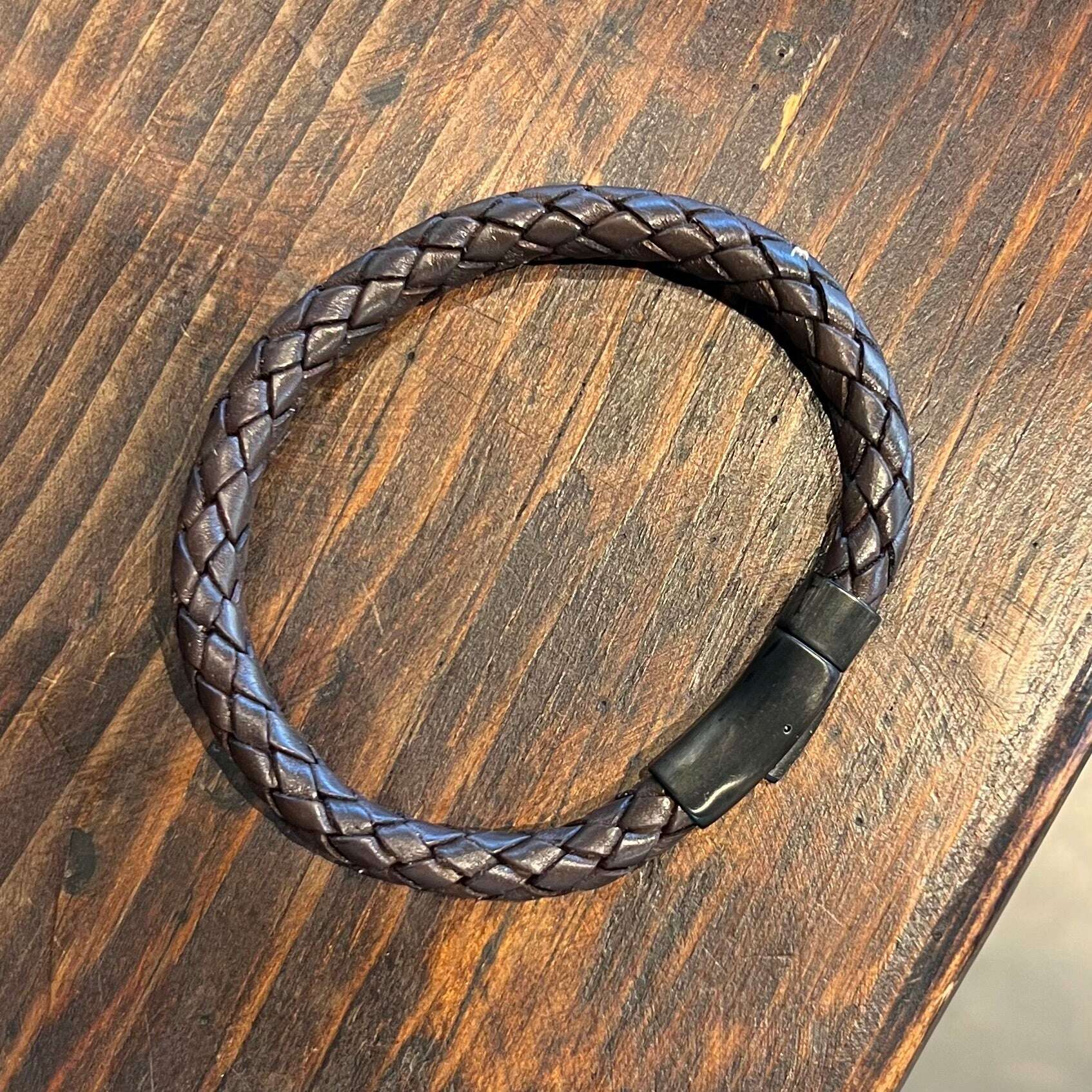 Hefty Braided Leather Bracelet
