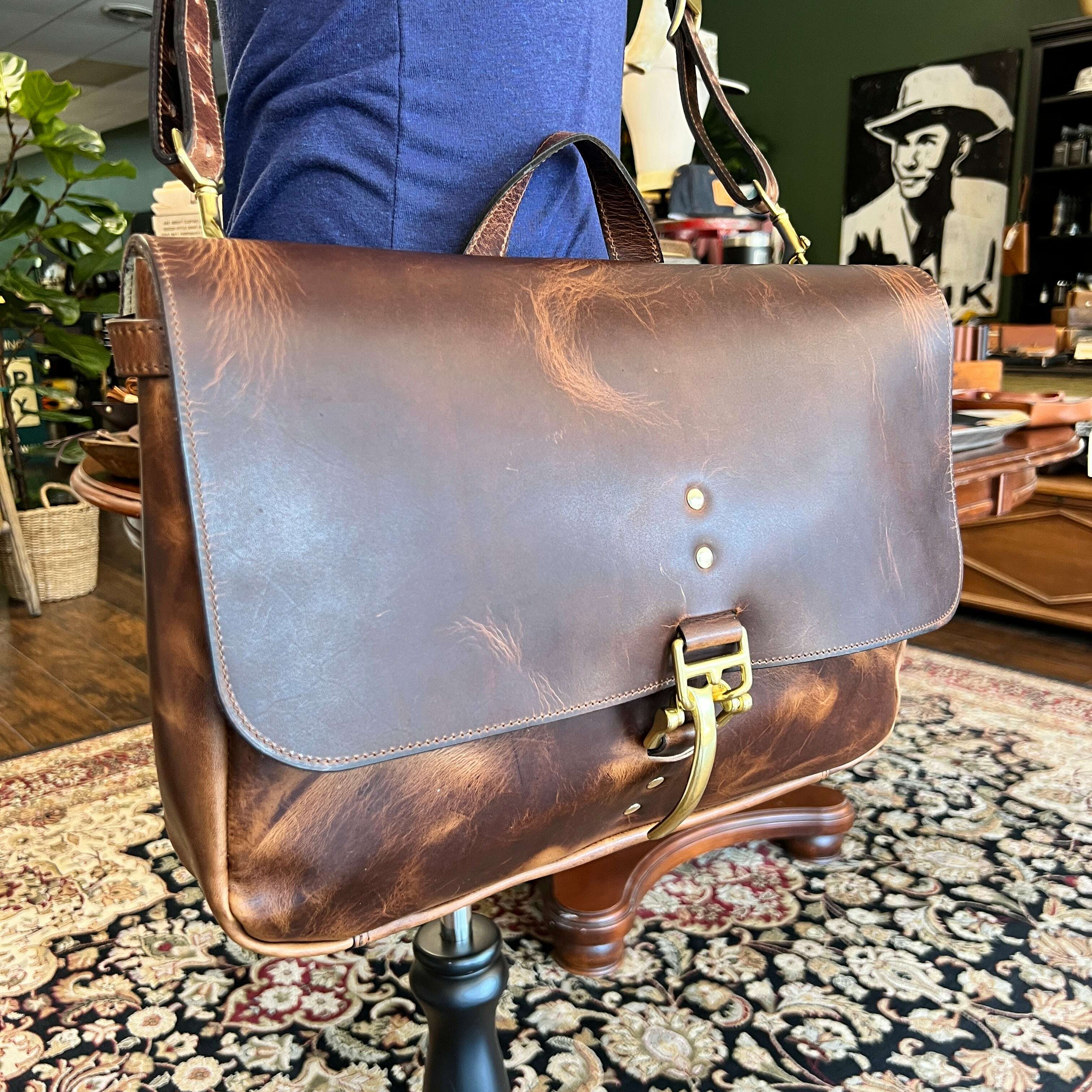 Leather postal messenger on sale bag