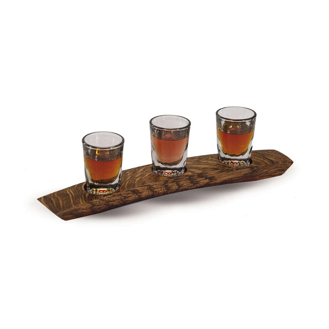 Whiskey Flight on Wine Barrel Stave