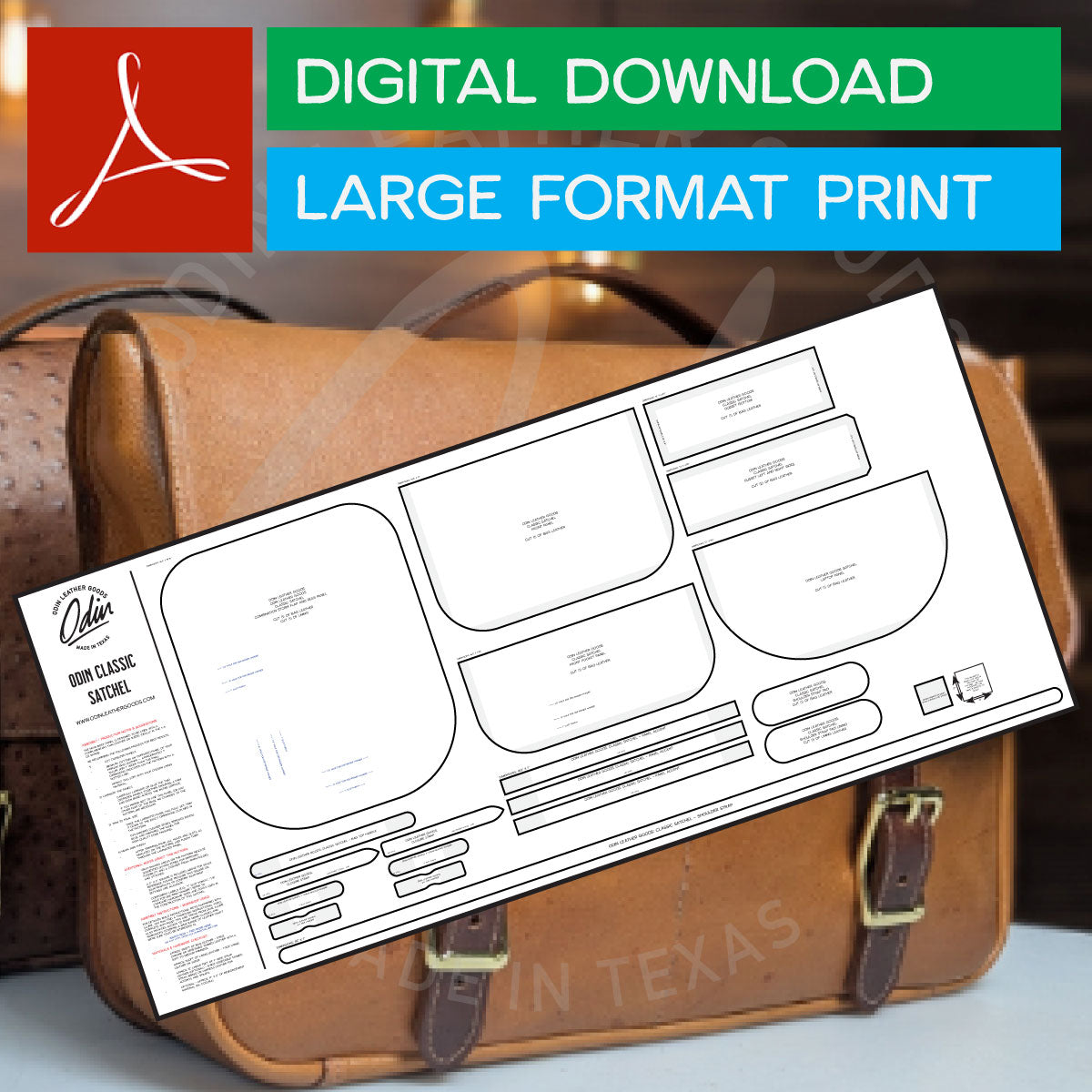 Classic Satchel Leather Bag Pattern (Printable PDF)