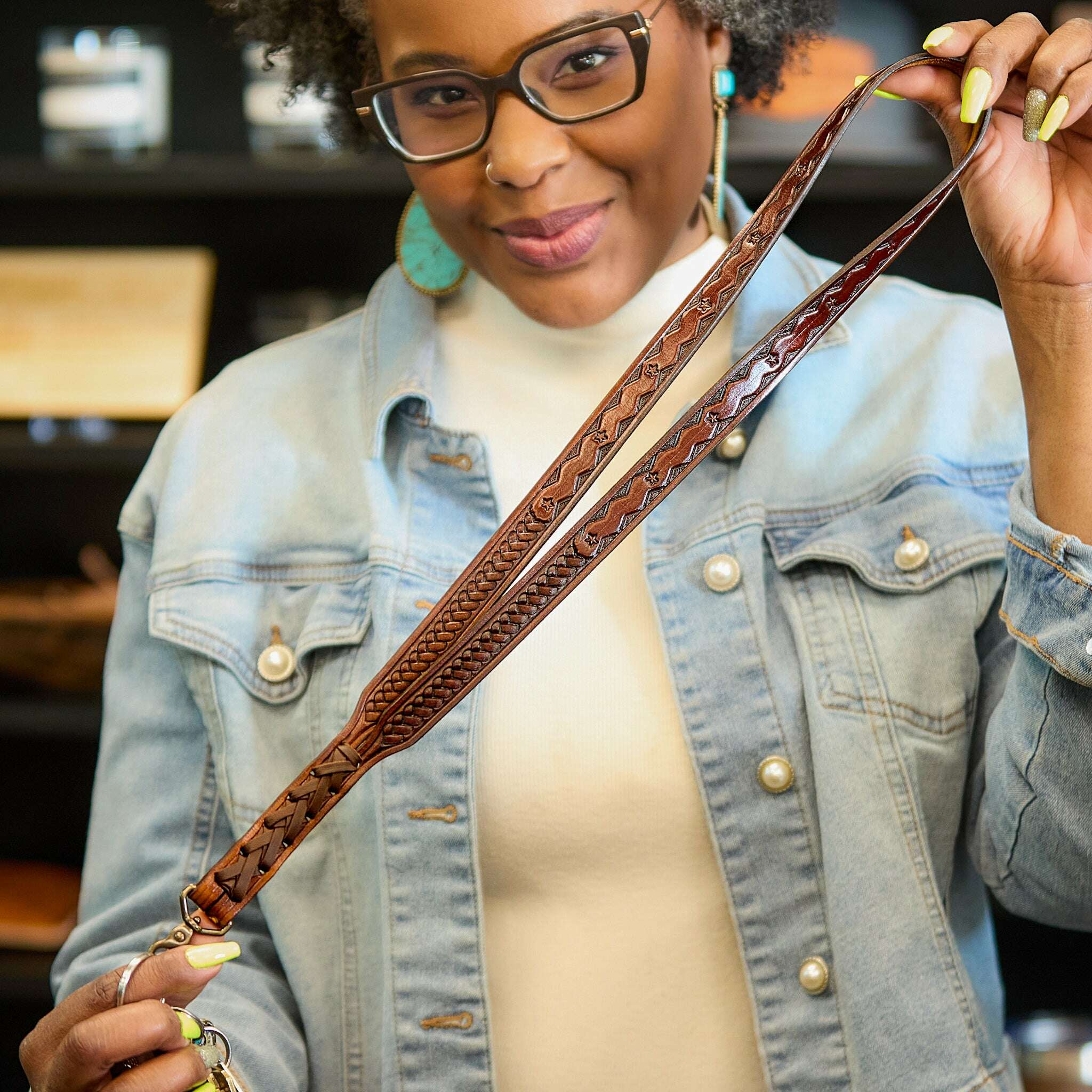 Hand-Tooled Leather Neck Lanyard | Odin Leather Goods