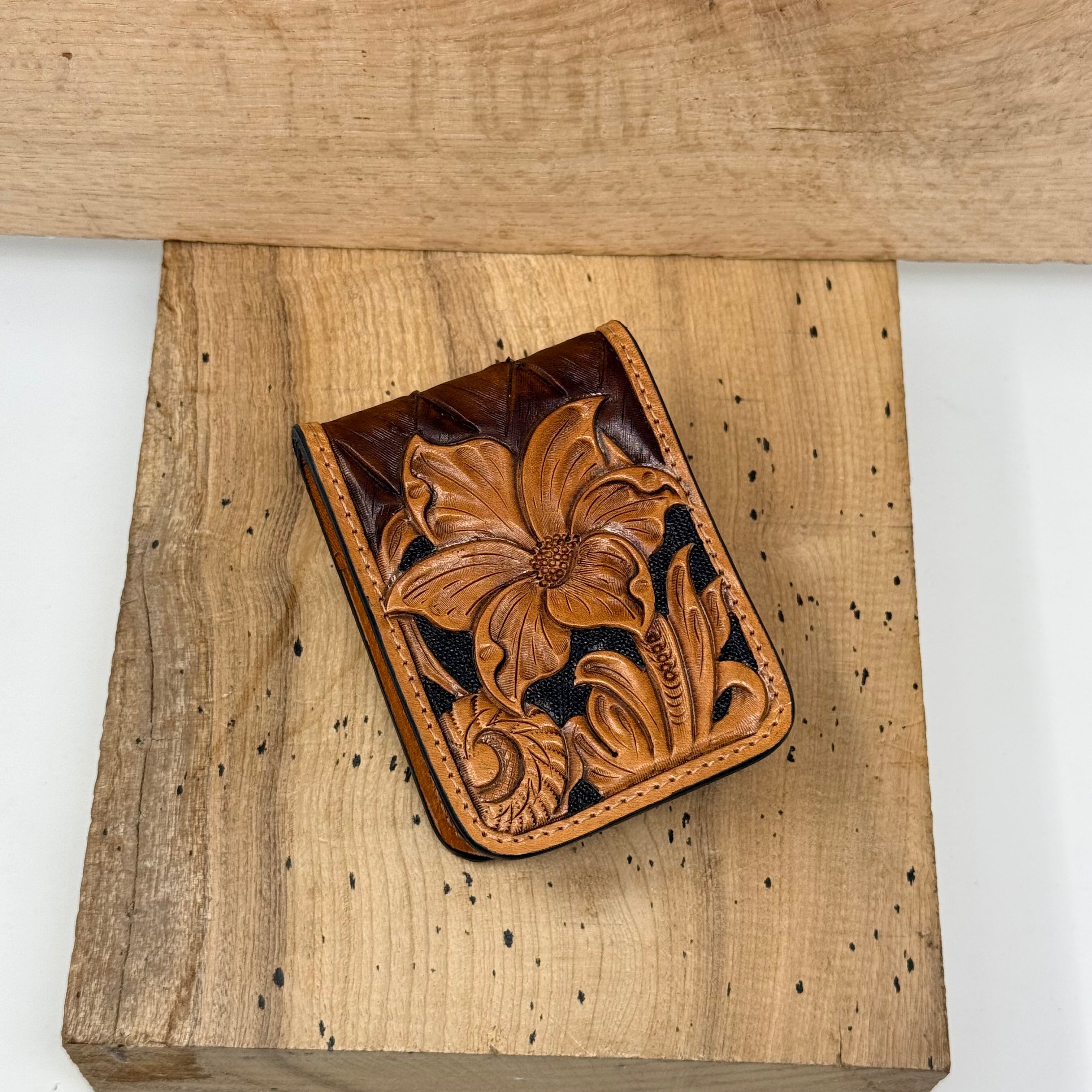 Rancher’s Wallet – Range Flower /  Dark Brown -Natural / 0105