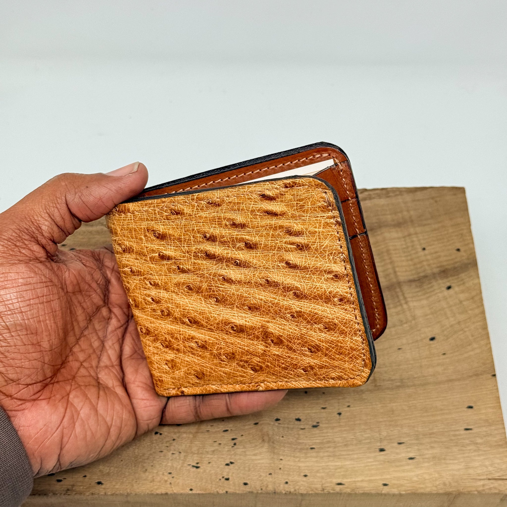 Ostrich Classic Bifold - Tan Quill