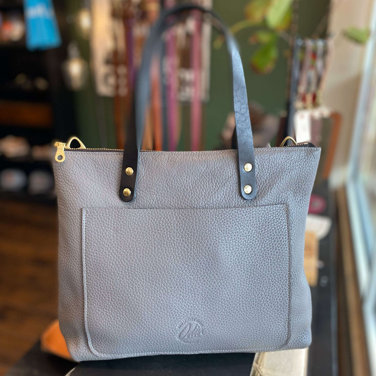 Milly Gray Crossbody Leather Tote Handbag Gray Tassel Front Pocket Details Gorgeous Gray Milly Leather Women main image 4