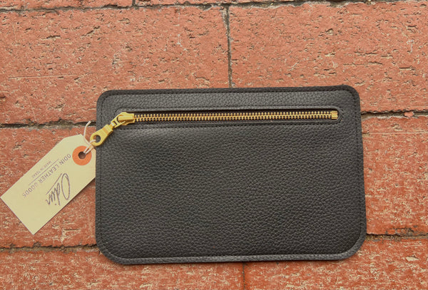 Zipper Bag - Black Italian Pebbled