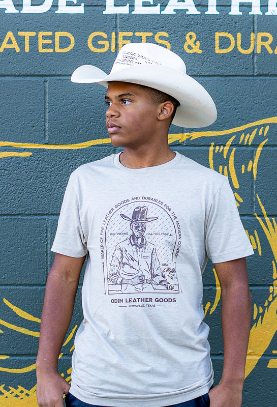 Edward Clack modeling the OLG  Stoic Cowboy T-Shirt