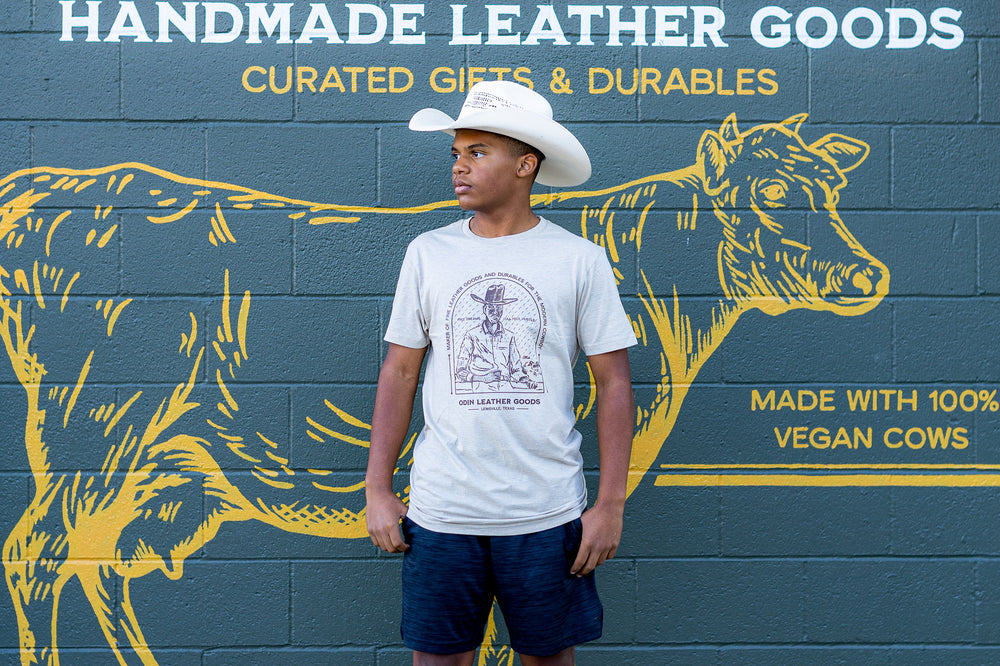 Edward Clack modeling the OLG  Stoic Cowboy T-Shirt
