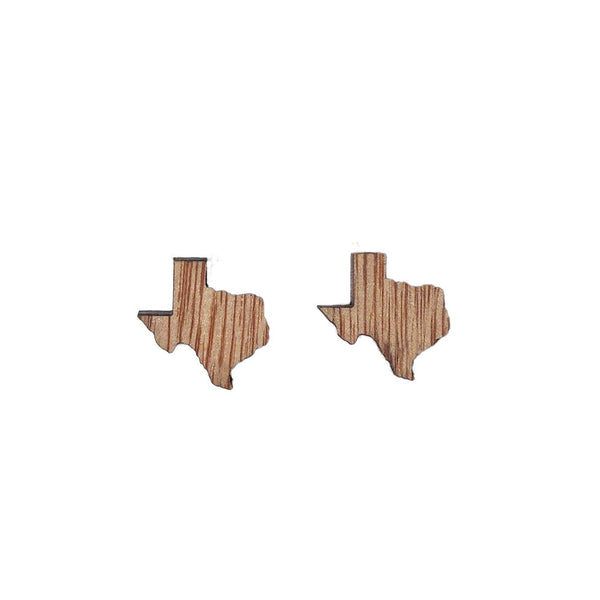 Mini Wooden Texas Earring Studs