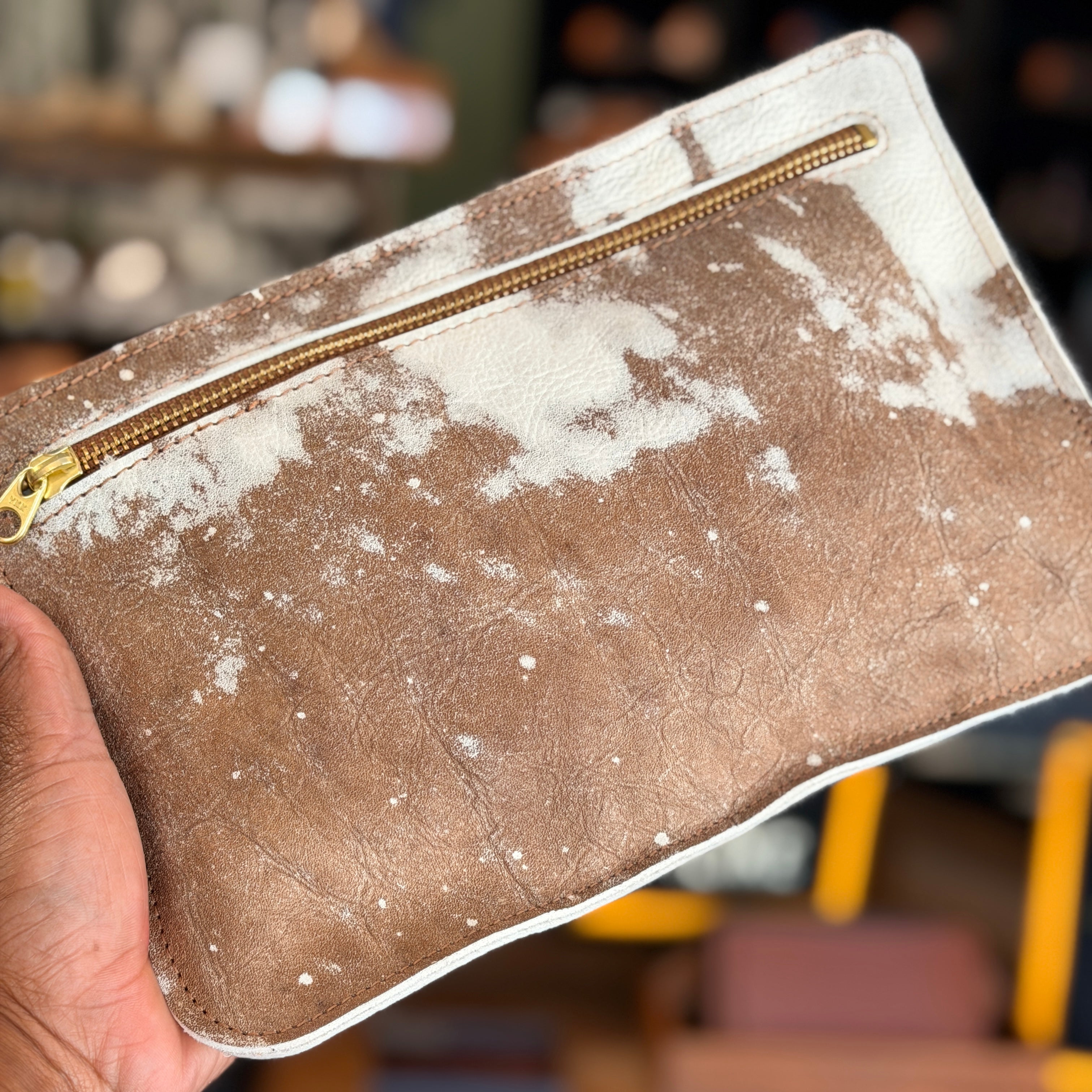 Zipper Bag - Vintage Spotted Cow: Bag by Odin Leather Goods