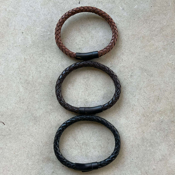 Hefty Braided Leather Bracelet