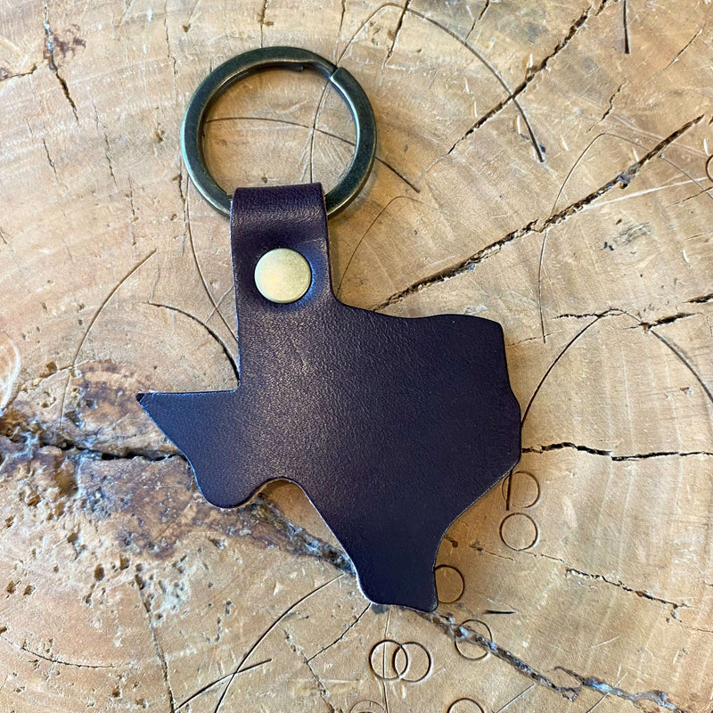 Ox & Pine Texas Keychain | Personalized Premium Leather Keychain | Custom Key Fob | Leather Gift Handmade in The USA Black