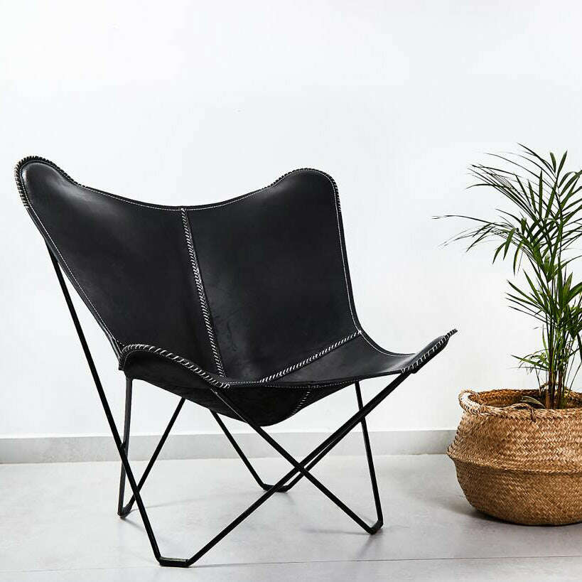 Butterfly Chair w/ Handcraft Leather Cover