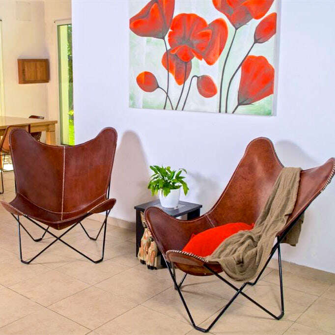 Butterfly Chair w/ Handcraft Leather Cover