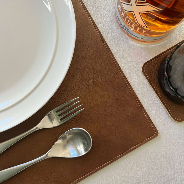 Leather Placemat and Coaster Set (2-Pack)