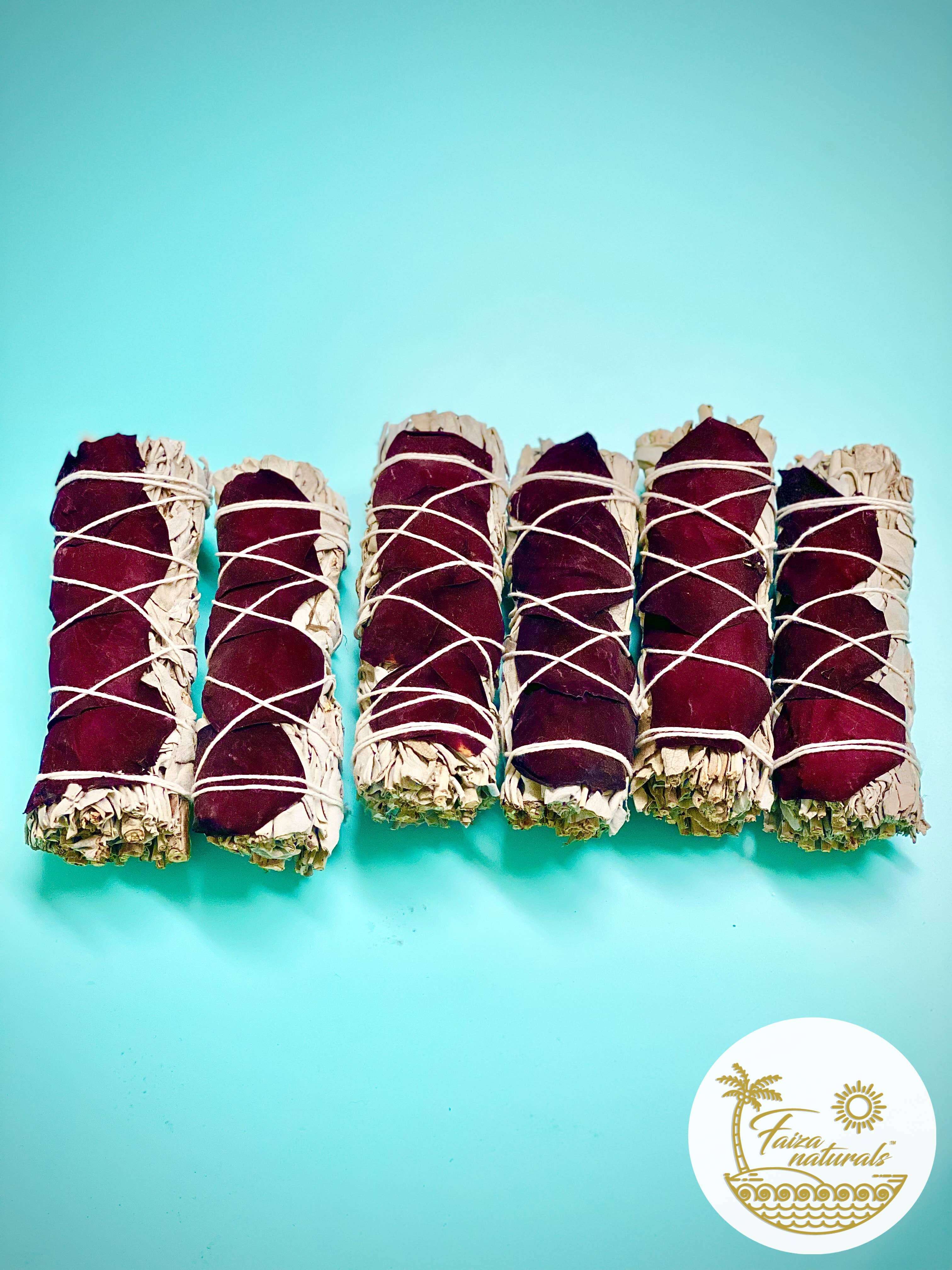 White Sage Bundles w/ Rose Petals