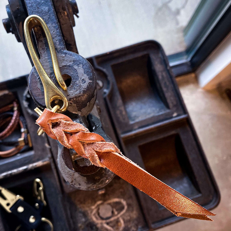 Brown Custom Leather Knife Lanyard Short Keychain Lanyard 