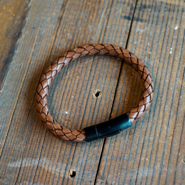 Hefty Braided Leather Bracelet