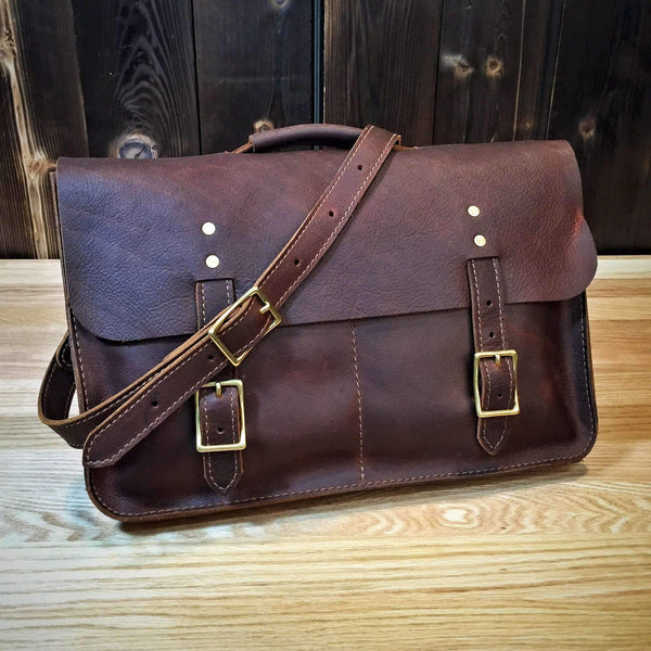 Classic Odin Satchel in Brown Worn Saddle - Odin Leather Goods