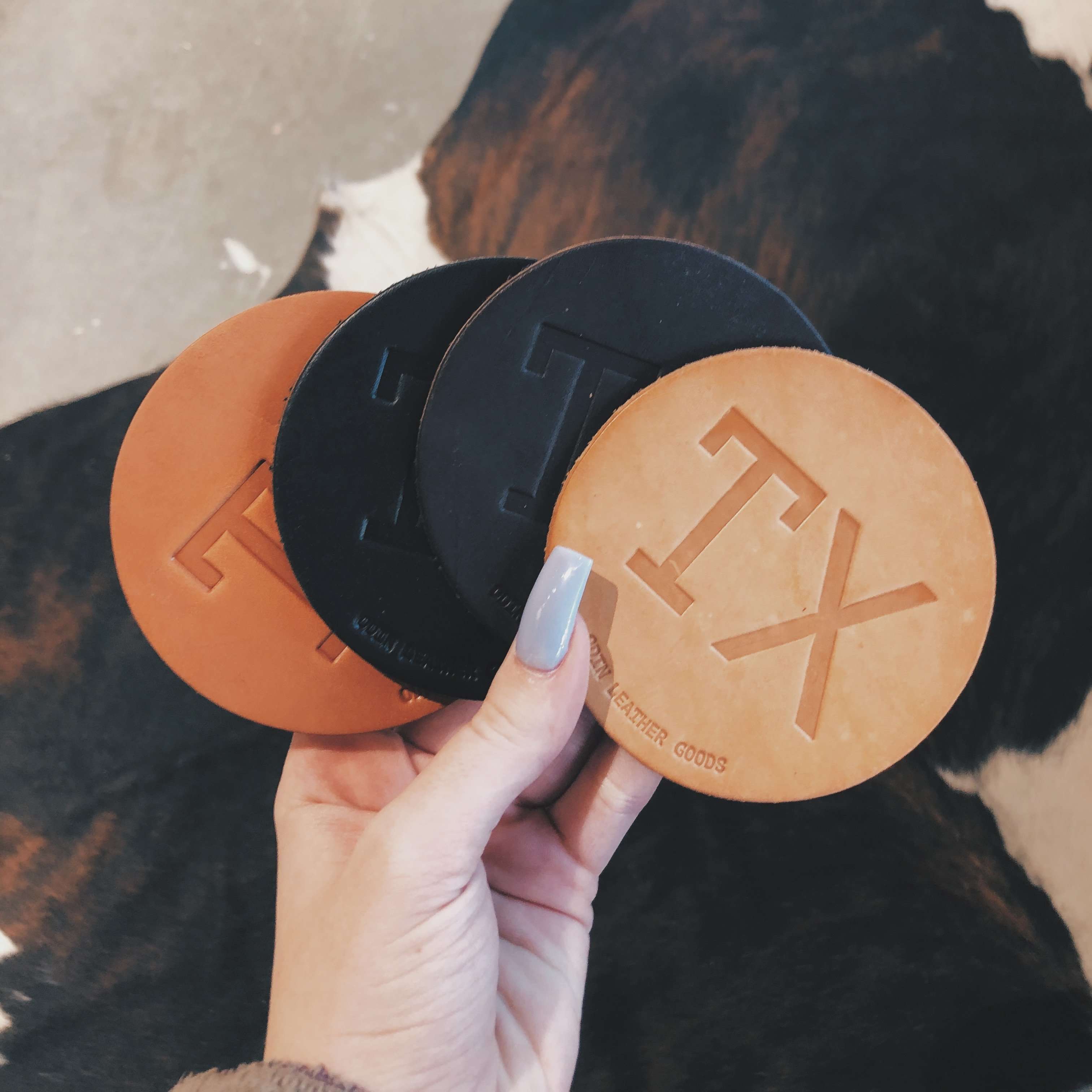 Leather Coasters - TX (set of 4) - Odin Leather Goods